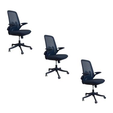 Imagem de Kit 3 Cadeiras de Escritório Diretor Ergonômica Oficial Corporativa Royale sem Apoio