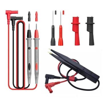 Imagem de Kit Ponta De Prova Cabo Multímetro Jacaré Pinça Agulha Fina