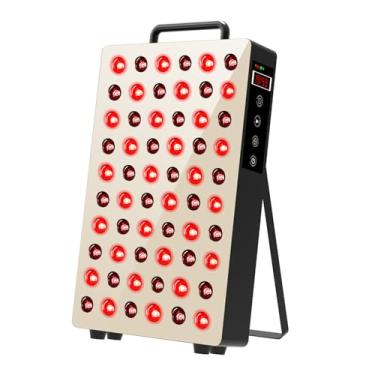 Imagem de Painel de terapia vermelho 105 W com 60 LEDs de chip duplo (630/660/810/850/940 nm) – Luz infravermelha próxima de alta potência para bem-estar e relaxamento do rosto e corpo (dourado)