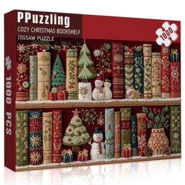 Imagem de Cozy Christmas Bookshelf Puzzles for Adults 1000 Pieces