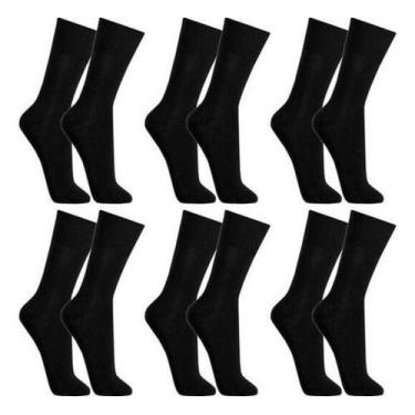 Imagem de Kit com 6 pares de meias cor preta cano alto veste 38 ao 44 - sportes
