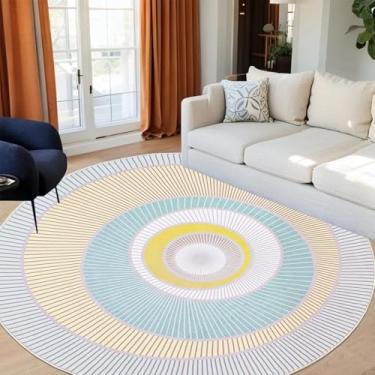 Imagem de Lacomfy Tapete moderno – Tapete redondo de 1,8 m, tapete abstrato contemporâneo de círculo grande para quarto de crianças, meninos e meninas, tapete geométrico macio para sala de estar, sala de jogos