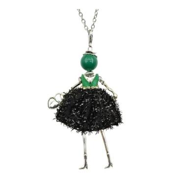 Imagem de OSCCI Colar de boneca de cristal Paris para mulheres, vestido bonito feito à mão com pingente de corrente longa, bijuteria de formatura, Metal, Sem Pedra Preciosa