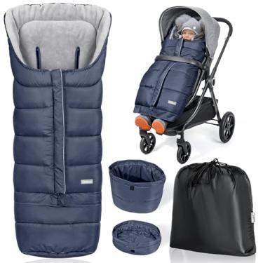 Imagem de Orzbow Bolsa universal para carrinho de bebê com protetor de pés extra para crianças, cobertor quente à prova d'água, capa de inverno, bolsa para bebês - Proteja os bebês dos ventos frios, azul