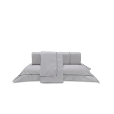 Imagem de Plumasul Jogo de Cama Eterna Farfalla 100% Algodão Percal 200 Fios Queen 4 peças Cor Cinza Festone Preto