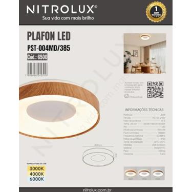 Imagem de PLAFON SOBREPOR REDONDO PSR-004MD/385 3EM1 20W MADEIRA