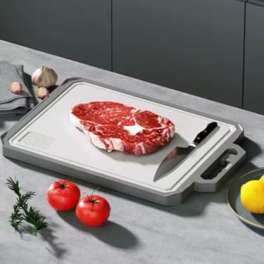 Imagem de Tábua de Corte Antibacteriana 43 cm com Afiador e Suporte Vertical, Carne, Cozinha