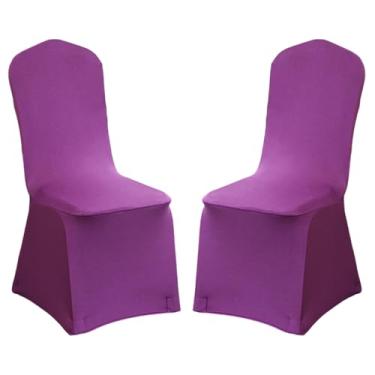 Imagem de Pacote com 2 capas de cadeira dobráveis de elastano elástico, capas removíveis para cadeiras, protetores universais, com bolso elástico para os pés, para festa de casamento, banquete, celebração