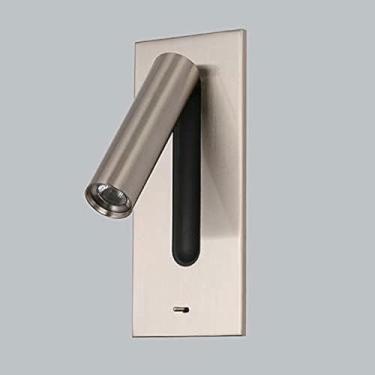 Imagem de WLHAZMWY Candeeiro de parede moderno LED arandelas de parede para quarto - Lâmpada giratória de 360° Lâmpada de cabeceira dobrável de 90°, luz de leitura de cabeceira elegante (Níquel)