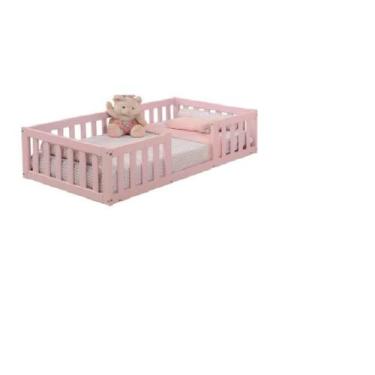 Imagem de Cama Infantil Solteiro Com Grade Bia Atacadão Maray, Quartzo Rosa