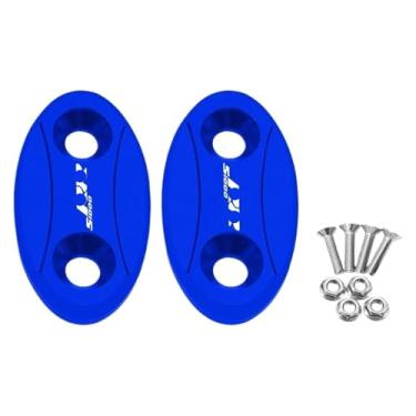 Imagem de BYYINGSUS Acessórios CNC para motocicletas Tampa de espelho de para-brisas Driven Eliminators Cap Mirror Hole Cover Compatível com S1000RR 2009-2018 (azul)
