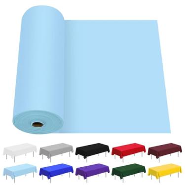 Imagem de CC-SLZP Toalha de mesa de plástico, toalha de mesa de plástico premium descartável para piquenique, festa, banquete, aniversário, casamento, aniversário (azul claro)