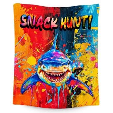 Imagem de Cobertor para meninos, cobertores de tubarão, presentes - 102 x 127 cm, aconchegante e macio para sofá, escritório