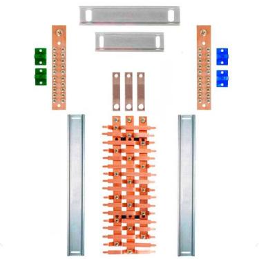Imagem de Kit Barramento Trifásico 150A para 34 Circuitos com Placa de Policarbo
