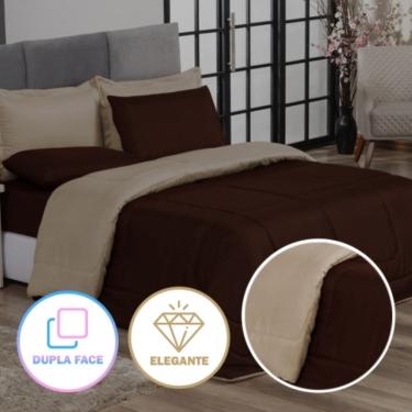Imagem de Kit Edredom Casal Queen 220x220cm + Jogo de Lençol 06 Peças Aconchego Dupla Face Casa Dona