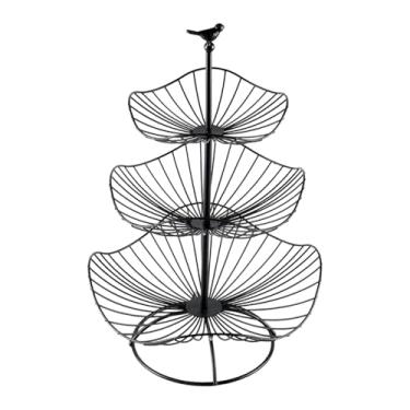 Imagem de Bothyi Organizador de cesta de frutas, suporte versátil para lanches, pães e vegetais, bandejas de armazenamento, suporte para fruteira, para sala de estar, Preto