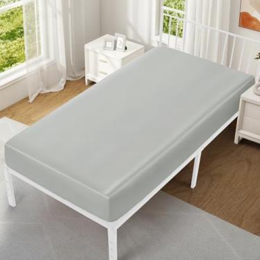 Imagem de VACVELT Lençóis de berço cinza claro, 78 x 180 cm, ultramacio e respirável, ajuste confortável para cama estreita de solteiro/beliche de trailer/camas de hóspedes/colchão com três dobras