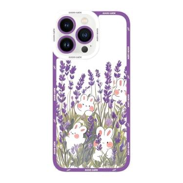 Imagem de TRADAY Capa de telefone Kawaii Bunny compatível com iPhone 16 Pro Max Flower Cute Rabbit Anime Capas Design Floral Capa TPU macia para meninas e mulheres (roxo