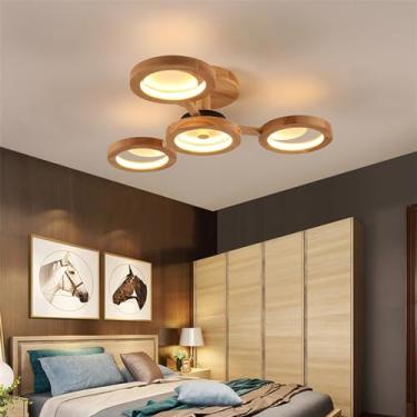 Imagem de Lustre Sputnik LED regulável de 9 luzes com iluminação de teto semi-embutida rústica de madeira, luminária industrial próxima ao teto para sala de estar, cozinha, lavanderia, sala de jantar