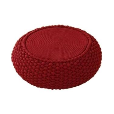 Imagem de pufe Travesseiro de chão tecido com corda algodão japonês, tapete futon tatami, almofada para casa, sala chá, varanda, meditação(Red,40cm)