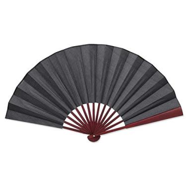Imagem de Ventilador dobrável feito à mão estilo chinês ventilador dobrável masculino dobrável bambu em branco preto ventilador festa de casamento presente coleção de leques de mão, ventilador portátil de 60 cm