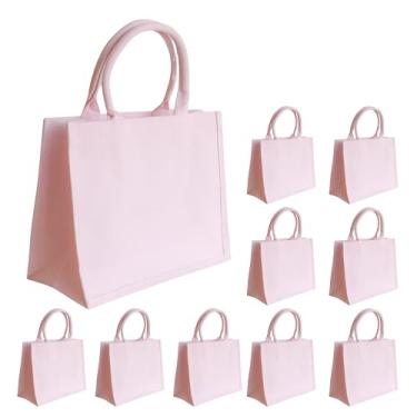 Imagem de ModParty Sacolas de lona com reforço – Conjunto de 10 bolsas de algodão em branco para artesanato, embalagens pequenas ou presentes – 35 x 15 x 28 cm (rosa blush)