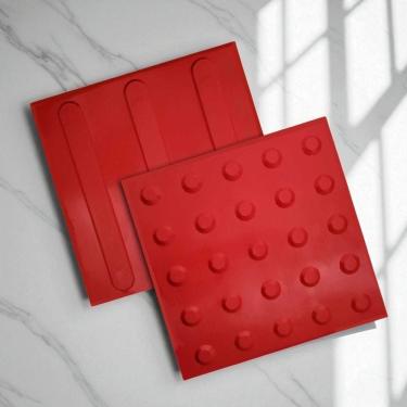 Imagem de Piso Tátil Alerta Direcional 16pçs Pvc 25x25 Cores Total 1m² Vermelho Direcional
