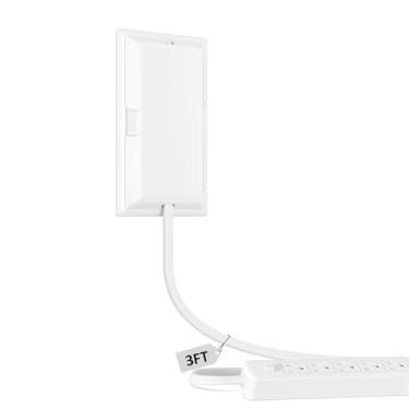 Imagem de Cabo de extensão de plugue plano de 0,9 m com tampa de saída, kit de corretivo de tomada com 5 plugues planos de tomada CA, extensor de saída plana de 1875W para cozinha,