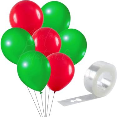 Imagem de Kit 75 Balões (Bexigas) Vermelho e Verde Limão – Balões de Látex para Festa, Casamento, Natal e Aniversário – Decoração para Arco, Painel e Guirlanda