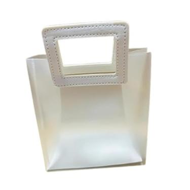 Imagem de 5 A 20 Sacola Pequena Plástica Embalagem Transparente Fosca Presente Alça (BRANCA QUADRADA,17 SACOLAS)