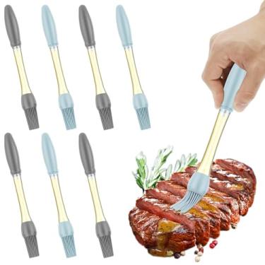 Imagem de 8 peças de pincel removível de silicone para pastelaria resistente ao calor para assar, cozinhar, grelhar, fazer churrasco e espalhar óleo, manteiga, ovo - lava-louças