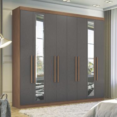 Imagem de Guarda Roupa Casal com Espelho 8 Portas Master New 8.4 Santos Andirá - Jatoba/Grafite