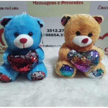 Imagem de Urso pelúcia infantil unidade - DOIS CORAÇÕES