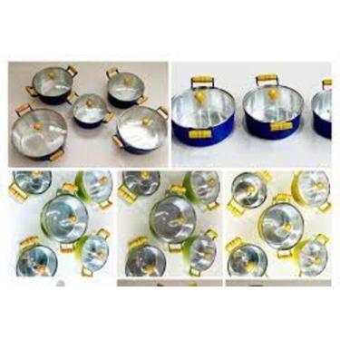 Imagem de Jogo de Panelas em Aluminio Batido Preto Tampa grossa 5 peças - M. Men