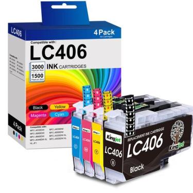 Imagem de Cartuchos de tinta Kingjet LC406 compatíveis com a impressora Brother 