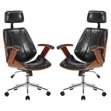 Imagem de Kit 2 Cadeiras de Escritório Juliette Presidente Giratória Preta - Gran Belo