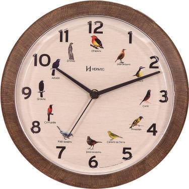 Imagem de Relógio De Parede Herweg Ref: 6658-323 Pássaros Estilo Madeira