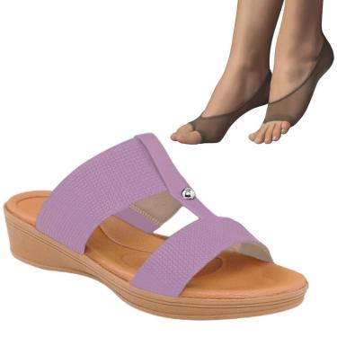 Imagem de Kit Tamanco Usaflex Tressê Feminino + 2 Pares de Meias