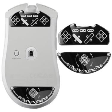 Imagem de uconsmimo Patins de mouse de vidro para Razer Deathadder V4 Pro sem fio Gaming Mouse pads macios duráveis acessórios para ratos de jogo mais fino fabricação de vidro temperado (padrão de impressão)