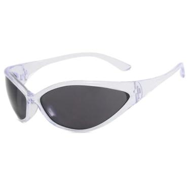 Imagem de HCPIHF Óculos de sol punk femininos, moda vintage, masculino, esportivo, à prova de vento, UV400 (cinza claro)