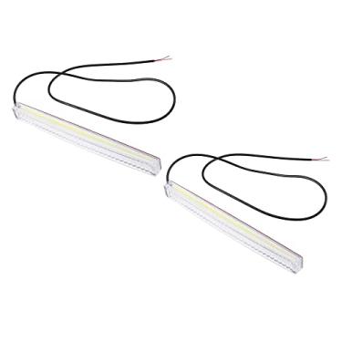 Imagem de A ABSOPRO Barra de luz LED de circulação diurna 17,5 cm COB branca 6000 K faixa de luz externa para dirigir carro, caminhão, barco, lâmpada de brilho de plástico lente transparente (conjunto de 2)