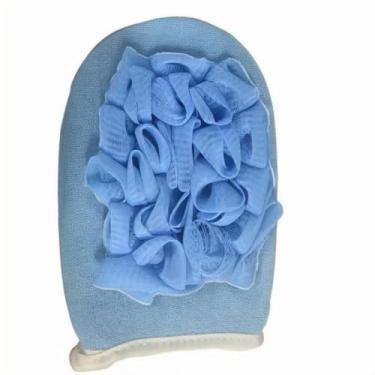 Imagem de Luva de banho dupla face – malha esfoliante e borbulhante para mulheres e homens, design suspenso, acessório de banho de limpeza de pele