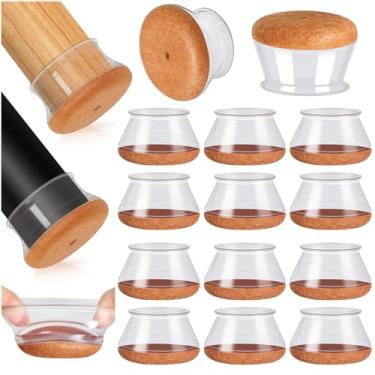 Imagem de 24 peças protetor de pe de cadeira silicone com Almofadas de Feltro, almofadas de feltro para evitar arranhões no chão e reduzir o ruído (Fit:4.01-5cm)