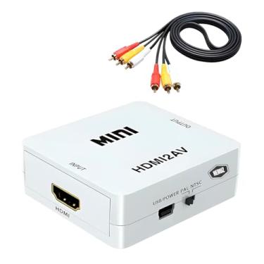 Imagem de Conversor HDMI para RCA, Adaptador de Vídeo e Áudio Digital para Analógico, Branco, 5,5x6,5x2cm, Suporte NTSC/PAL, 1080p, com Cabo de Alimentação