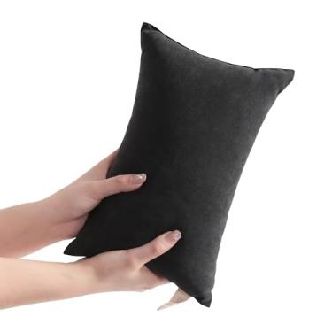 Imagem de Travesseiro pequeno, 1 pacote com almofada alternativa de 18 x 28 cm, lavável na máquina - travesseiro pequeno macio e respirável, preto