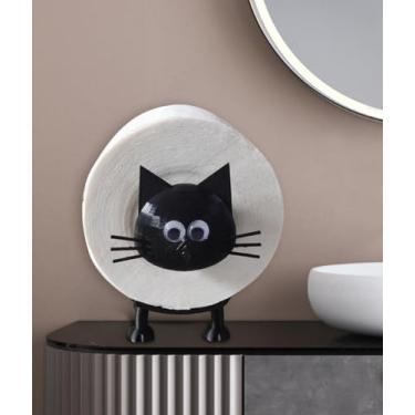 Imagem de Suporte de papel higiênico de gato fofo animal suporte de toalha de papel para armazenamento de rolo para decoração de banheiro, 1 peça