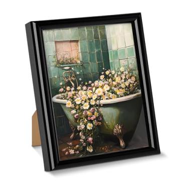Imagem de Pôster de arte de parede de banheira floral, imagem gótica para decoração de mesa, pintura emoldurada Dark Academia para decoração de mesa de casa de banho, prateleira de parede, decoração de mesa, 15