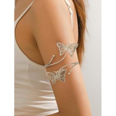 Imagem de 1 braçadeira feminina de cor prata moderna temperamento bracelete minimalista acessórios de braço joias presente para amigos aniversário