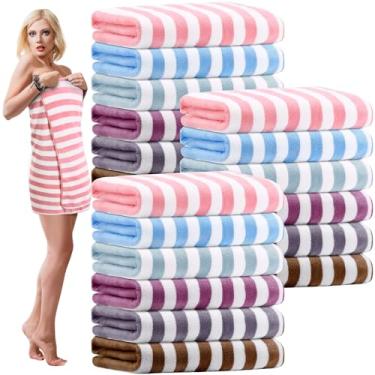 Imagem de SmoothNovelty Pacote com 18 toalhas de banho de microfibra a granel 79 x 152 cm toalha de banho tamanho grande altamente absorvente extra grande secagem macia para chuveiro, verão, praia, salão de