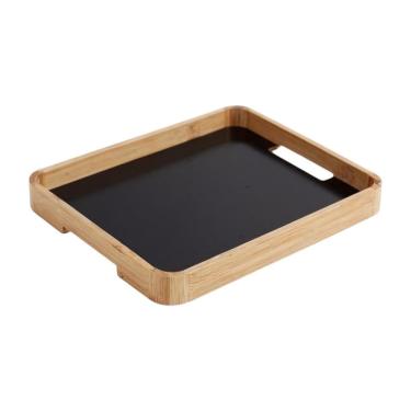 Imagem de Bandeja Retangular Bambu Mdf Basis Com Pegadores Alça Servir